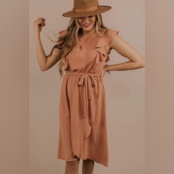 ROOLEE Dusty Pink Sleeveless Midi Dress - Picture 3 of 6